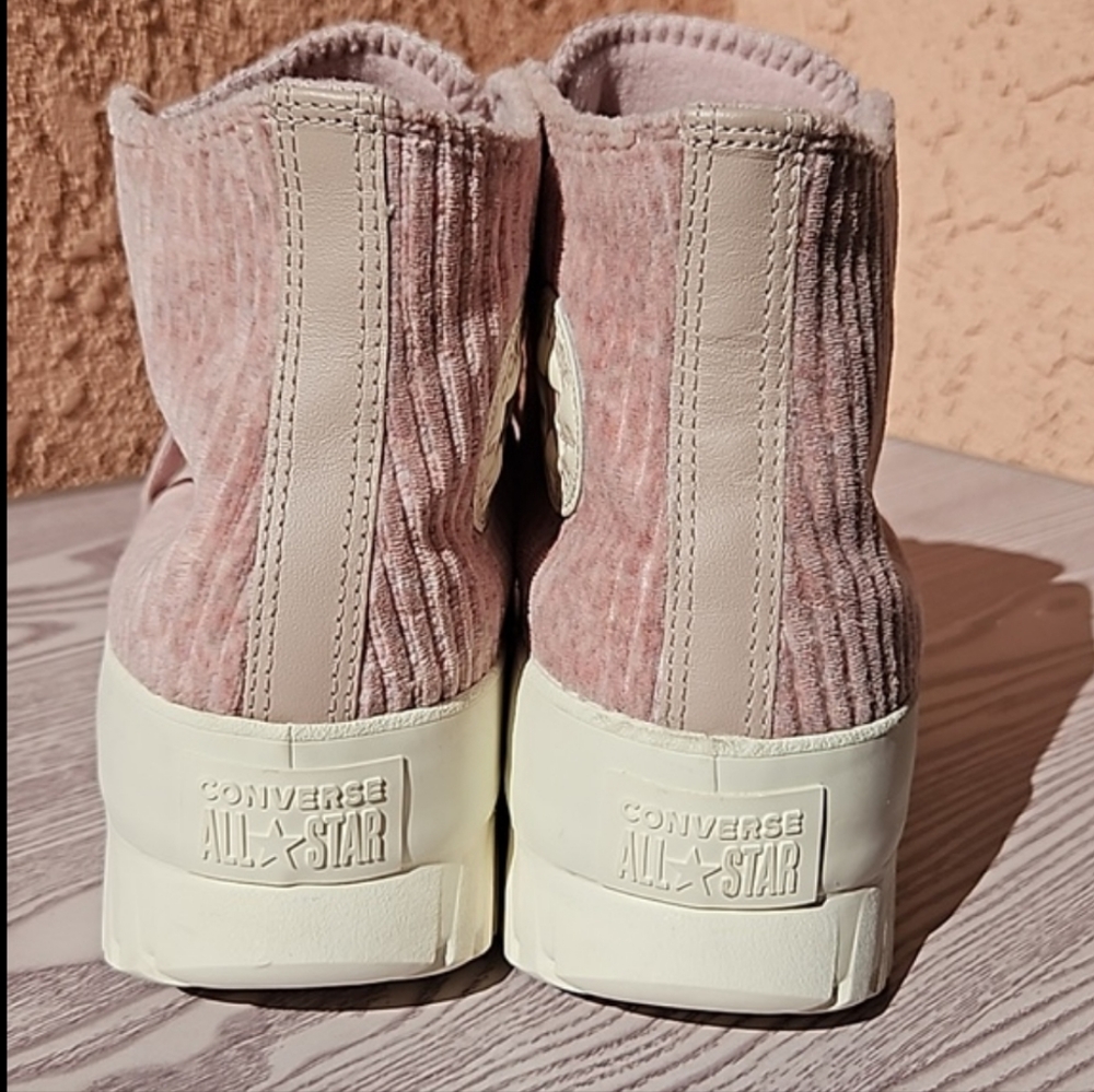 Converse chuck taylor pink velour high top platform sneakers mens 9.5 wo'n 11.5 - Picture 7 of 13